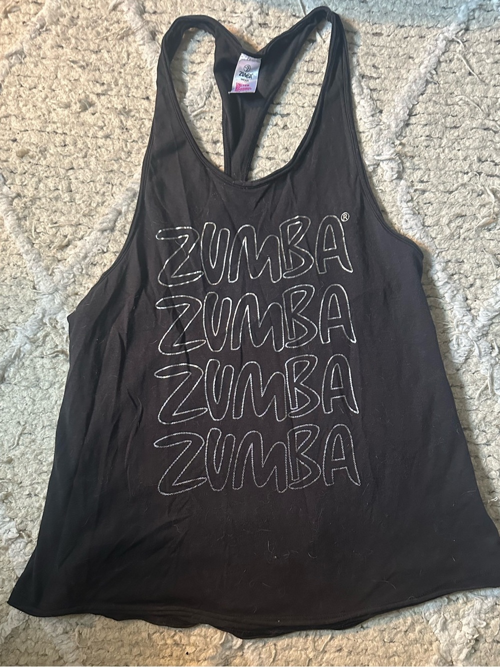 Zumba Fitness Black Racerback Tank with Stacked Logo